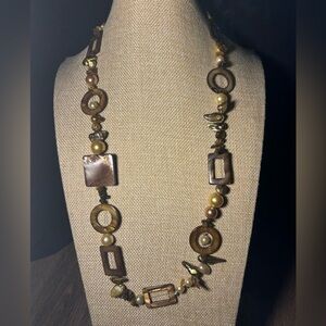 Gold🤩 Bronze🤩Statement Necklace with Mixed-Semi precious stones,shells,pearls 🥰